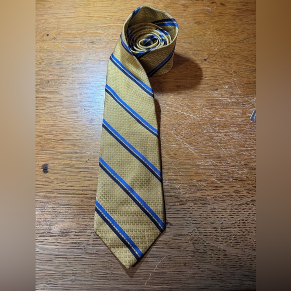 Brooks Brothers Other - Brooks‎ Brothers Gold Blue Stripe Pure Silk Neck Tie